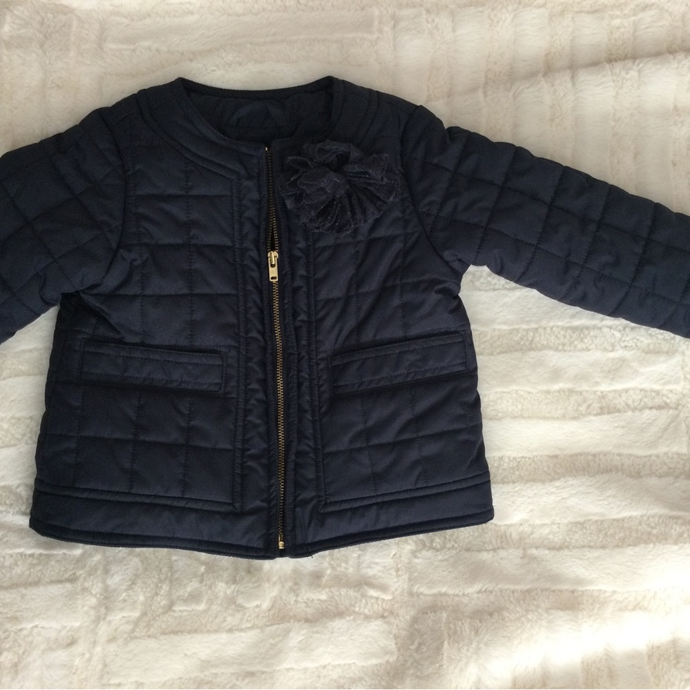 CrewCuts toddler girls puffer jacket navy size 2T pockets